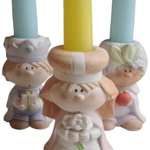 Vintage George Good Fabrizio Christmas Nativity 3 Kings Figurines Candle Holders